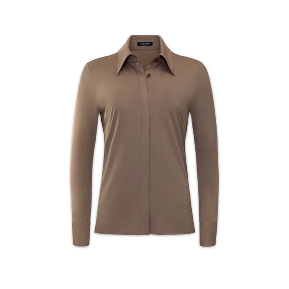 Luxeire Size Medium Mocha Button Up - Picture 3 of 4
